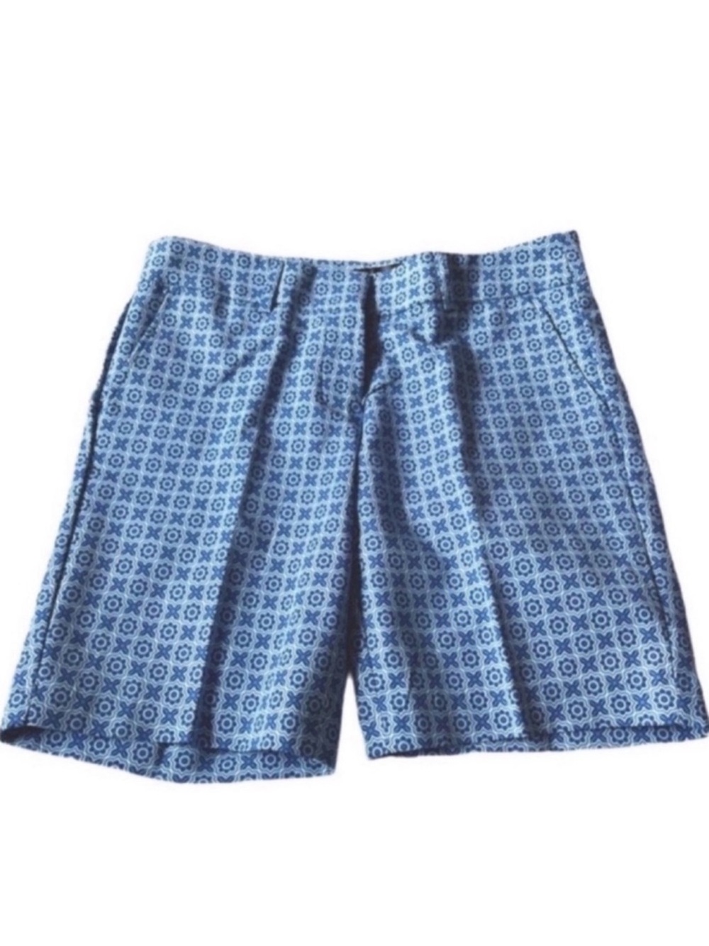 New York & Company Tailored Bermuda Shorts 7th Avenue Printed Blue White Size 6